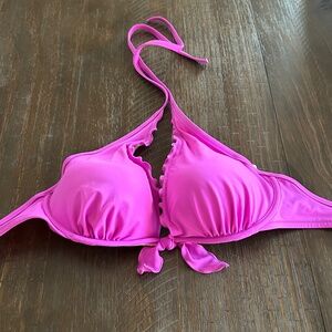 Victoria's Secret Halter Ruffle Edge Bikini Top 32DDD Fuscia/Purplish color